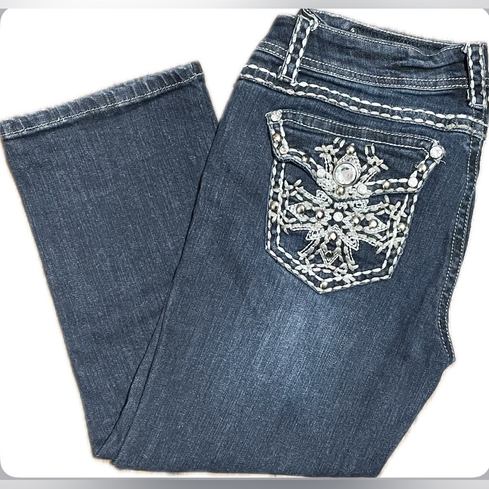 L.A. Idol Dark Blue Capri with Embellished Pockets